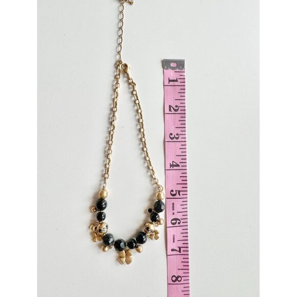 PILGRIM Gold 4 Leaf Clover Black Beaded Rhinestone Crystal Charm Chain Necklace - Picture 6 of 7